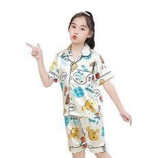 조이멀티 엠케이 아동용 아이스실크 캐릭터 반팔 파자마 상하의 세트