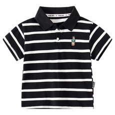 JOYMULTI 兒童小熊條紋短袖Polo衫