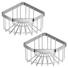 ROJI 不鏽鋼三角角落掛式菜瓜布架, 銀色, 2個