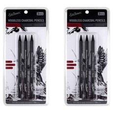 신보웬 블랙드로잉 목탄펜슬 3종 x 2p 세트, 블랙, 1세트