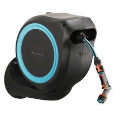 GARDENA 嘉丁 壁掛式自動水管捲盤 15m + 優質舒適噴嘴套組 18600-304, 1套, 混合色