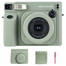 FUJIFILM 富士 instax WIDE400 拍立得相機 午夜綠 + 專用皮革保護套 綠色 + 寬幅相簿 隨機出貨 + 米菲兔筆 隨機出貨 組合, 1套, 拍立得相機(instaxWIDE400)
