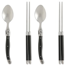Albis Laguiole 餐具湯匙筷子 2入組, 1套, 湯匙 2p + 筷子 2p, 黑色