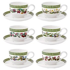 PORTmeIRION 波特玫琳恩 植物園蝕刻咖啡杯 + 杯碟 6件組, 1套, 混合色