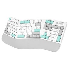 지클릭커 무선 OFFICEPRO 인체공학 로우키 저소음 블루투스 풀윤활 기계식 키보드, 카리브 화이트, EK500, 핑크축