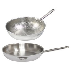 Kitchen-Art IH電磁爐 全五層 不鏽鋼 Queen 平底鍋 28cm + Queen 壓花宮廷鍋 28cm 套組, 銀色, 1套, 平底鍋+宮廷鍋