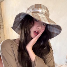 여성용 체크 햇빛가리개 벙거지 SH124