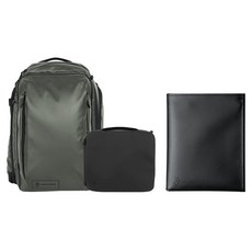 WANDRD 드 트랜짓 여행용 번들 백팩 45L + 여권지갑 세트, 그린(백팩), 1세트