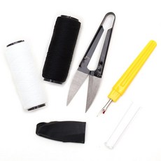 ButtonKing 迷你縫紉線 2入 + 紗剪 + 拆線器 組合, 1套, 黑色(縫紉線), 白色(縫紉線), 隨機出貨(拆線器)