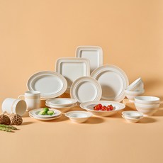 CorelleCoordinates Rosemont 居家19件組, 1套, 象牙白 + 橘色, 餐具 19件