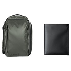 WANDRD 드 트랜짓 여행용 백팩 45L + 여권지갑 세트, 그린(백팩), 1세트