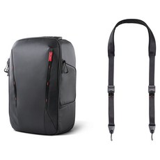 피지와이텍 원모 카메라 백팩 30L P-CB-245 + 퀵비즈 숄더 스트랩 P-CB-119 세트, 블랙(숄더 스트랩), 1세트