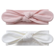 BABY&I 嬰幼兒用羅紋莫代爾蝴蝶結髮帶2件組