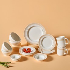 CorelleCoordinates Rosemont 居家餐具14件組, 1套, 餐具14件組, 象牙白 + 橘色