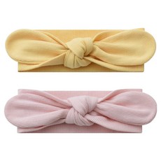 BABY&I 羅紋莫代爾蝴蝶結髮帶2件組