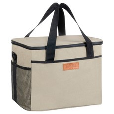 탄룩 휴대용 야외 캠핑 가죽라벨 아이스백, 오프화이트, 10L