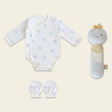 BABY&I 新生兒用夏季蝴蝶衣 + 安撫搖鈴 + 防抓手套組合