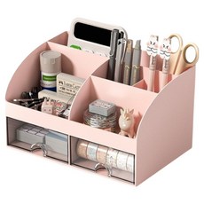 펜앤피스 서랍식 데스크 수납함 21.1 x 14.2 x 12 cm, 핑크, 1개