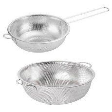 Kitchen Ire 不鏽鋼沖孔碗 網孔瀝水籃 2件組, 銀色, 1套
