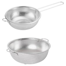 Kitchen Ireh 不鏽鋼沖孔碗 網孔瀝水籃 2件組, 銀色, 1套
