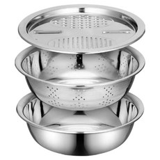 Alpha Commerse不鏽鋼多合一刨絲球組, 1組, 鋼板+瀝水盆+攪拌盆