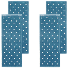 MORINO 摩力諾 純棉花漾圓點毛巾 MO775, 藍色, 4條