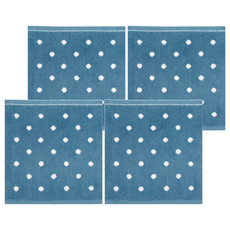 MORINO 摩力諾 純棉花漾圓點方巾 MO675, 藍色, 4條