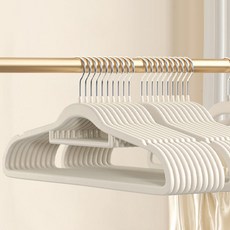 纖薄天鵝絨防滑圓形衣架, 白色, 20個