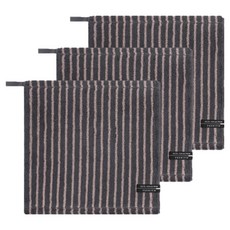 Songwol 松月 HOTEL COLLECTION Songwol 條紋與素色 34 掛環擦手巾, 3個, 灰色