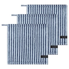 Songwol 松月 HOTEL COLLECTION Songwol 條紋與素色 34 掛環擦手巾, 3個, 天藍色