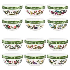 PORTmeIRION 波特玫琳恩 植物園蝕刻飯碗湯碗組, 1套, 飯碗 6入 + 湯碗 6入, 混合色