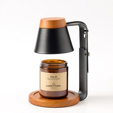 Ein.D 經典木質風格定時融蠟燈 + 200g大豆蠟燭組, 花園派對, 黑木色