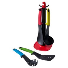 CorelleCoordinates 簡約索引廚房料理用具組, 1套, 料理匙 + 湯勺 + 鍋鏟 + 麵勺 + 收納架, 混合顏色