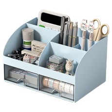 유자마켓 서랍식 사무용품 수납함, 블루, 1개