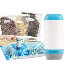 MODCON 摩肯 DR.SAVE 抽真空機 衣物食材收納一把罩 15件組 附電池3個 真空機 + 壓縮袋XL 2個 +壓縮袋 L 4個 + 壓縮袋S 4個 + 食品袋 5個, 1組, 1入
