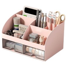 유자마켓 서랍식 사무용품 수납함, 핑크, 1개
