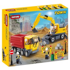 OXFORD TOY 城鎮挖土機與傾卸卡車 ST33378 518片, 黃色 + 綠色 + 黑色, 1個