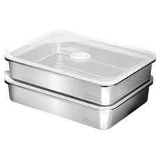 벨라쿠진 스텐 직사각 밀폐용기 2.3L, 2개, 용기 2p