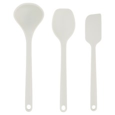 Berthan 直立式迷你嬰兒副食品烹飪工具3件組, 1套, 奶油色, 刮刀 + 料理匙 + 湯勺