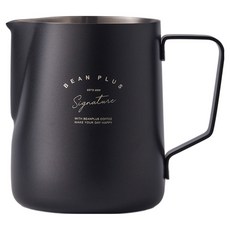 BEANPLUS Barista 拿鐵拉花奶泡鋼杯 600ml, 黑色, 1個