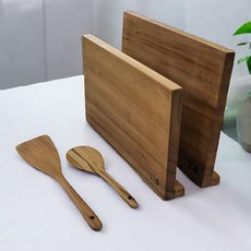 NAMUHANA 加大原木砧板4件組, 大型砧板 + 中型砧板 + 飯匙 + 鍋鏟, 1套