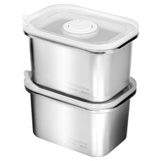 bella cuisine 不鏽鋼長方形密封保鮮盒, 2個, 保鮮盒650ml