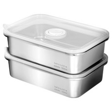 벨라쿠진 스텐 직사각 밀폐용기 냉장 냉동 반찬통 밧드, 2개, 1000ml