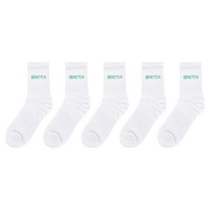 benetton 字母印花中筒 5雙入