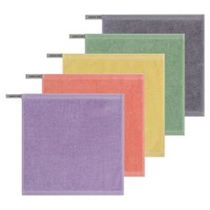 송월타월 컬러풀링 30수 고리 핸드타월 5종 세트, 옐로우, 오렌지, 퍼플, 그린, 그레이, 1세트