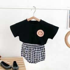 STARDOOR 兒童微笑格紋上下衣套裝