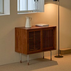 장인가구 노마딕 원목 슬라이딩 미닫이 2단 수납장 800 방문설치, 내추럴우드