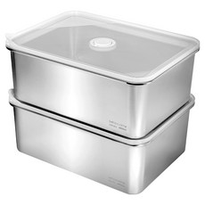 벨라쿠진 스텐 직사각 밀폐용기 4.6L, 2개, 단품