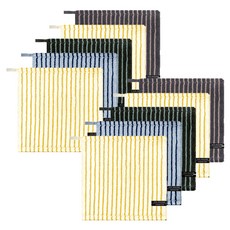 Songwol 松月 HOTEL COLLECTION 條紋與素色 34 掛環毛巾 手巾 10入組, 1套, 米色 + 天空藍 + 灰色 + 黑色