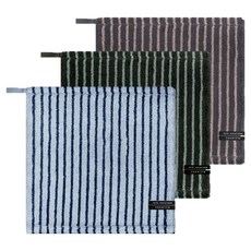 Songwol 松月 HOTEL COLLECTION 松月毛巾 條紋與素色 34 掛環毛巾 擦手巾 3件組, 1套, 黑色, 天藍色, 灰色